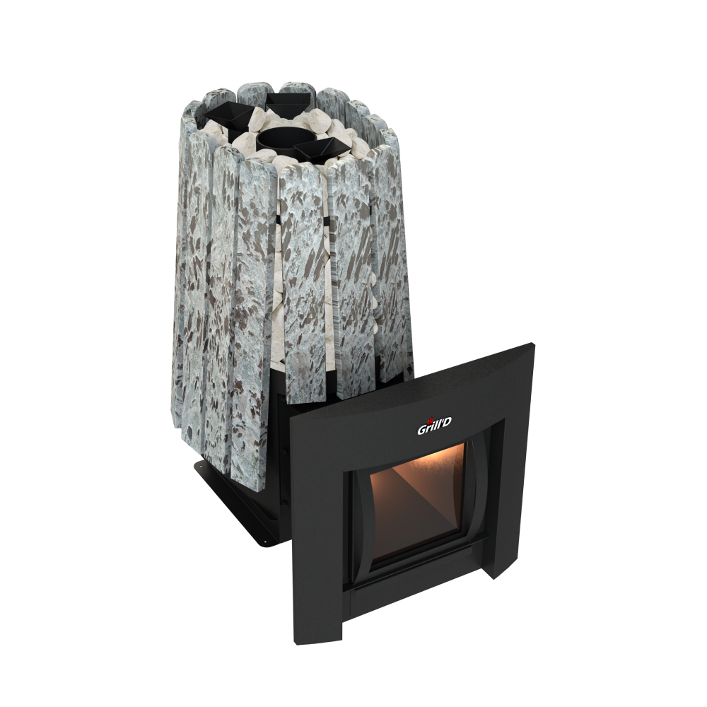 Дровяная банная печь Grill'D Cometa Vega 350 Window Max Stone (Серпентинит)